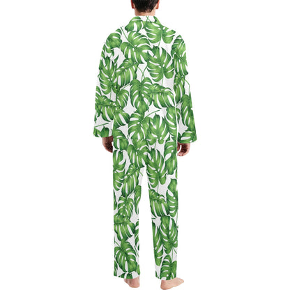 Palm Leaves Pattern Print Design PL08 Men's Long Pajama Set