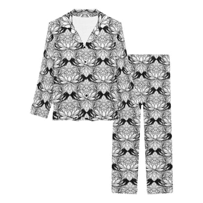 Lotus Mandala Print Pattern Women's Long Pajama Set