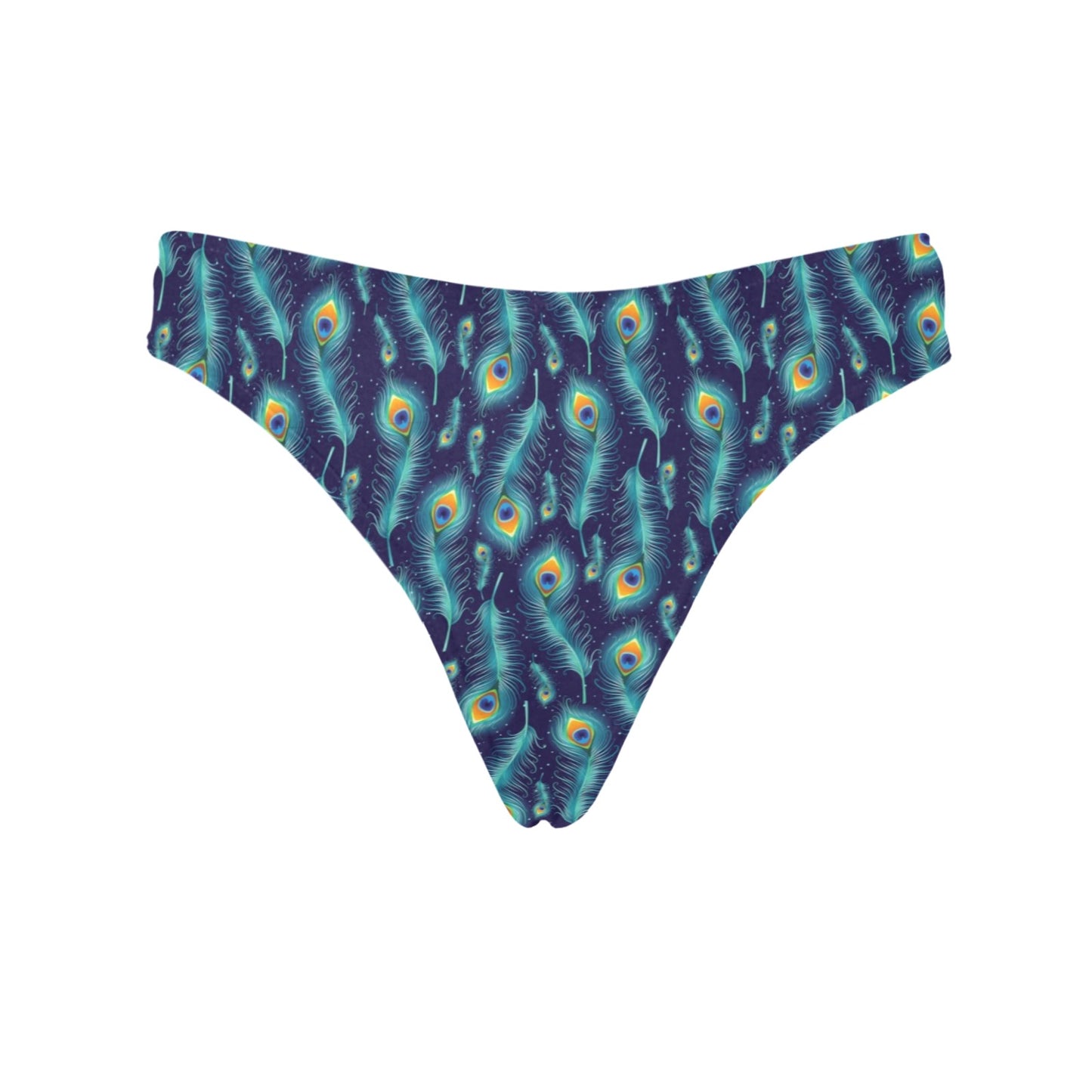 Peacock Feather Blue Design Print Women's Thongs