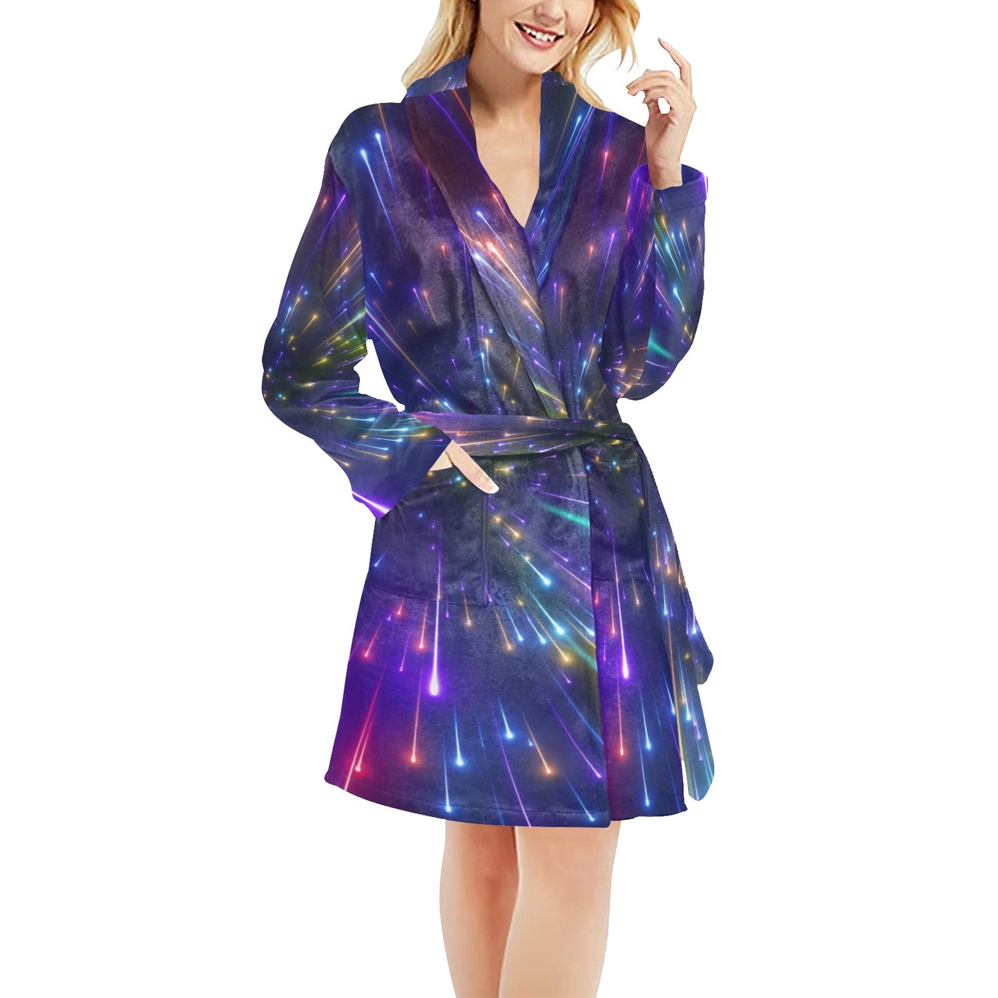 Celestial Rainbow Speed Light Women's Fleece Robe