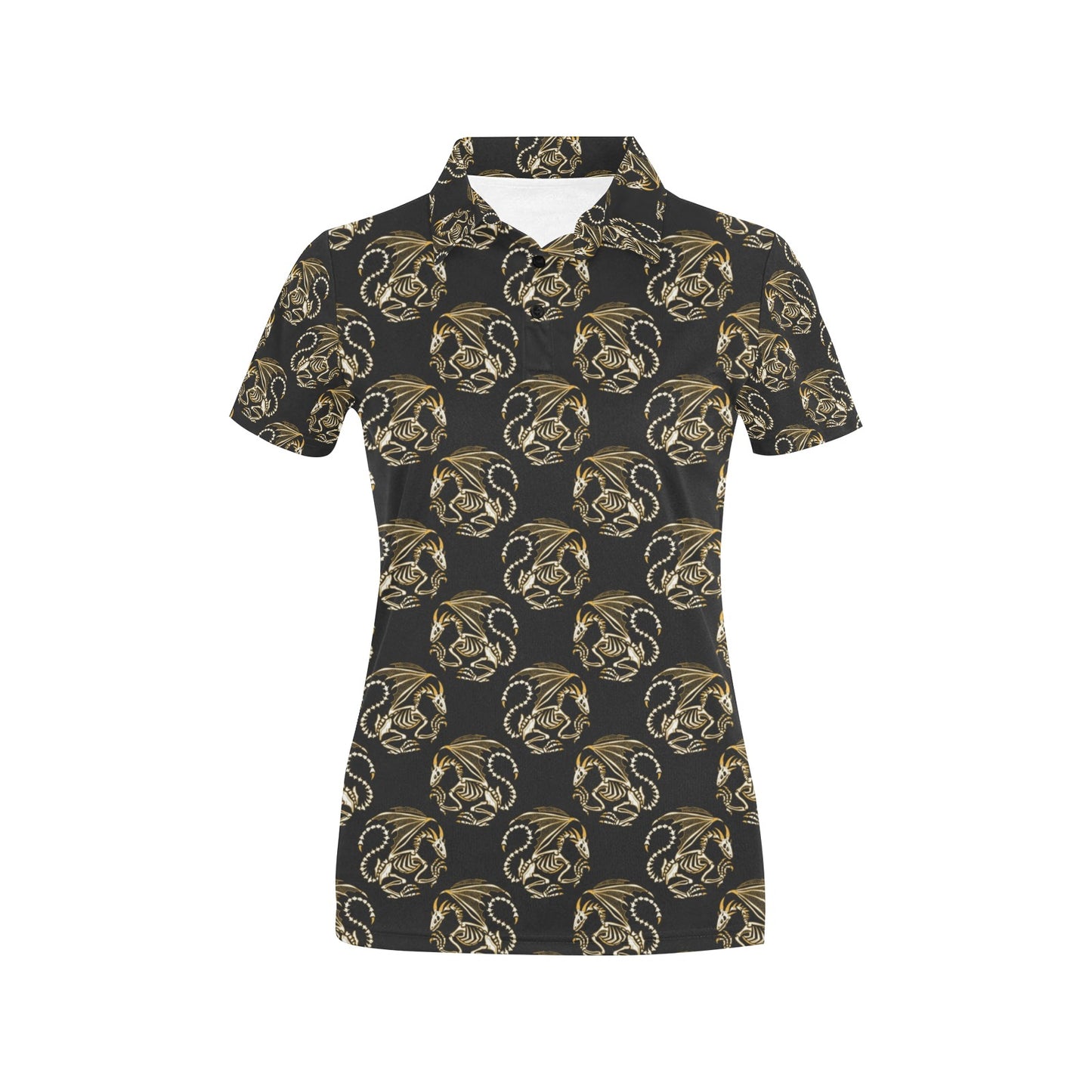 Skeleton Dragon Print Design LKS306 Women's Polo Shirt