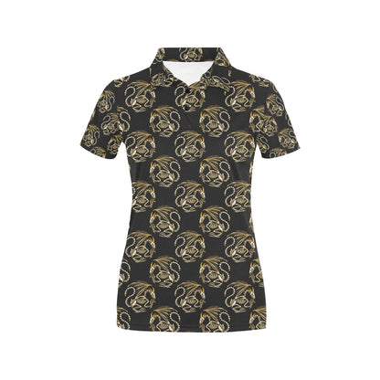 Skeleton Dragon Print Design LKS306 Women's Polo Shirt