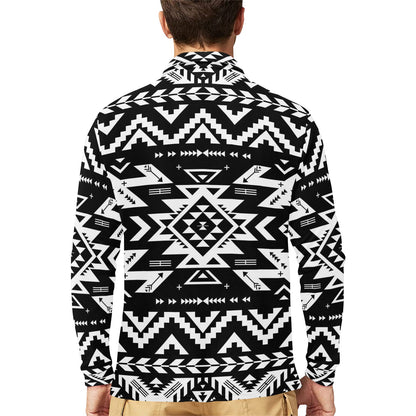 Tribal indians native aztec Long Sleeve Polo Shirt For Men's