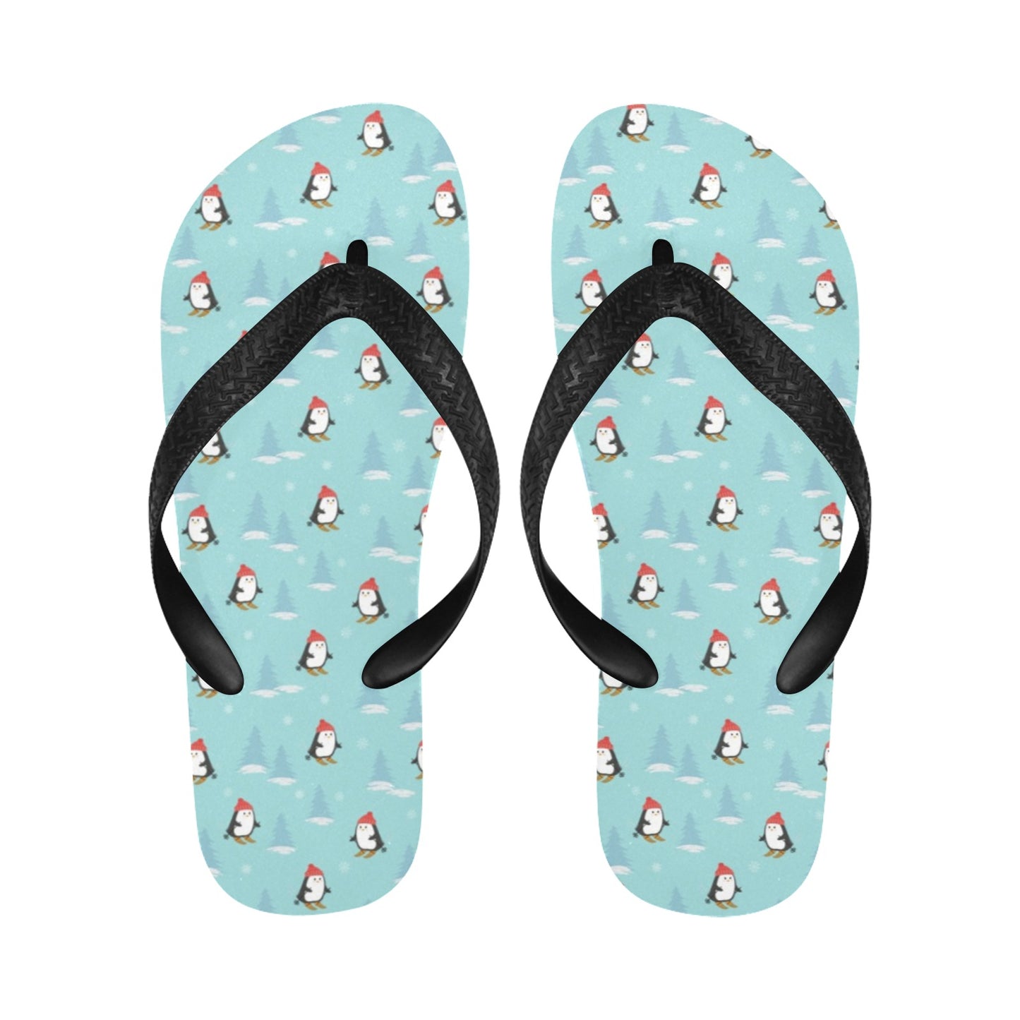 Ski Penguin Print Design LKS304 Flip Flops