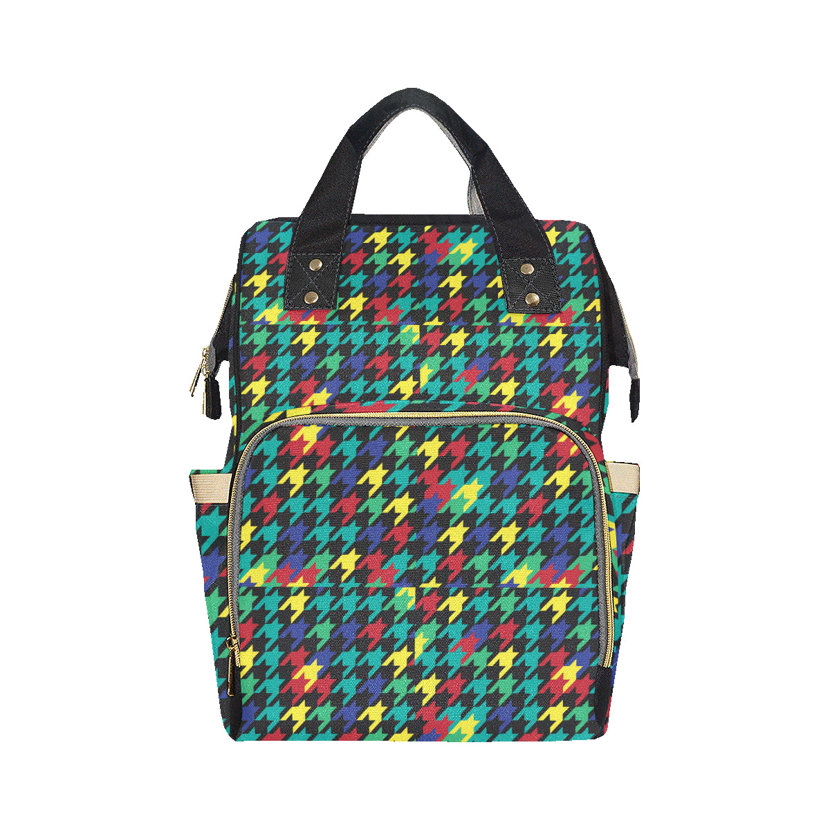 Houndstooth Colorful Pattern Print Design 02 Diaper Bag Backpack