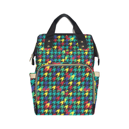 Houndstooth Colorful Pattern Print Design 02 Diaper Bag Backpack