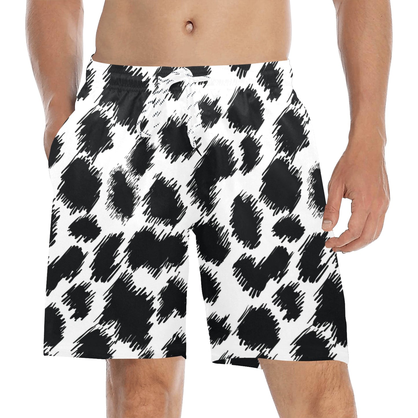 Cheetah Black Print Pattern Men's Swim Trunks Beach Shorts