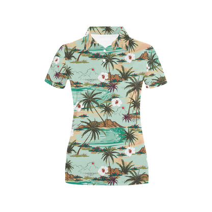 Pacific island Pattern Print Design A03 Women's Polo Shirt