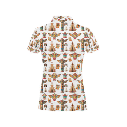 Totem Native Print Design LKS303 Women's Polo Shirt