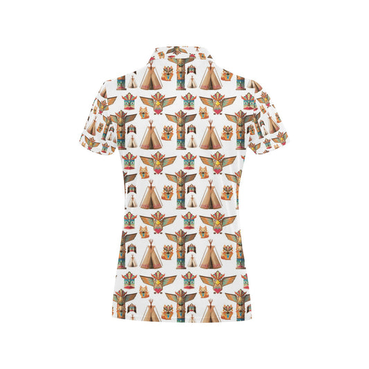 Totem Native Print Design LKS303 Women's Polo Shirt