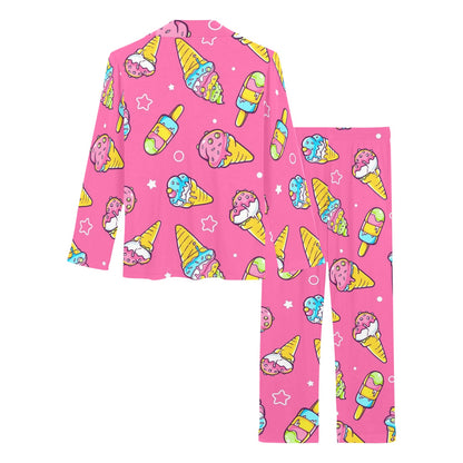 Ice Cream Pattern Print Design IC04 Women's Long Pajama Set