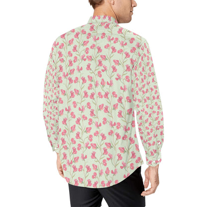 Sweet Pea Print Design LKS301 Men's Long Sleeve Dress Shirt