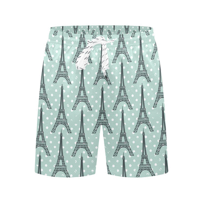 Eiffel Tower Polka Dot Print Men's Swim Trunks Beach Shorts