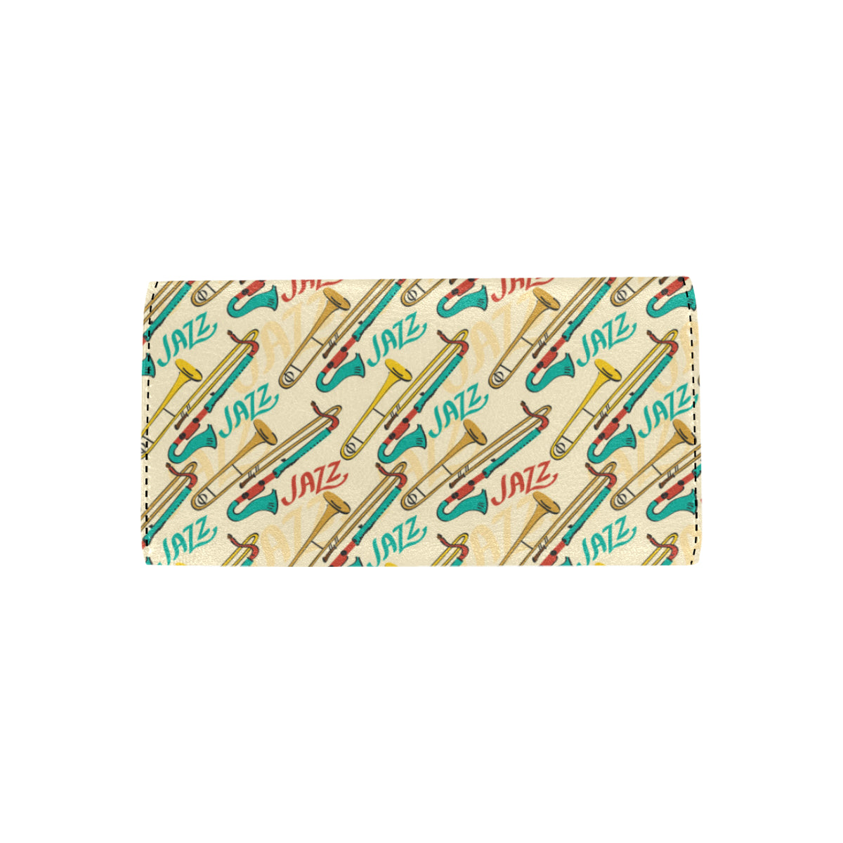 Trombone Pattern Print Design 03 Women's Trifold Wallet