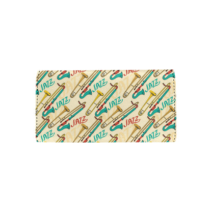 Trombone Pattern Print Design 03 Women's Trifold Wallet