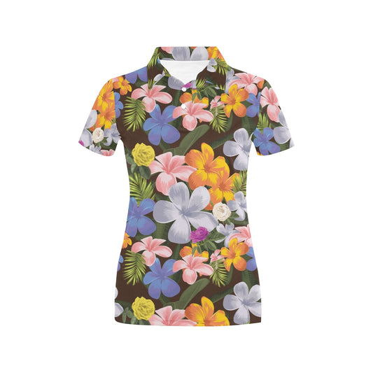Plumeria Pattern Print Design PM03 Women's Polo Shirt