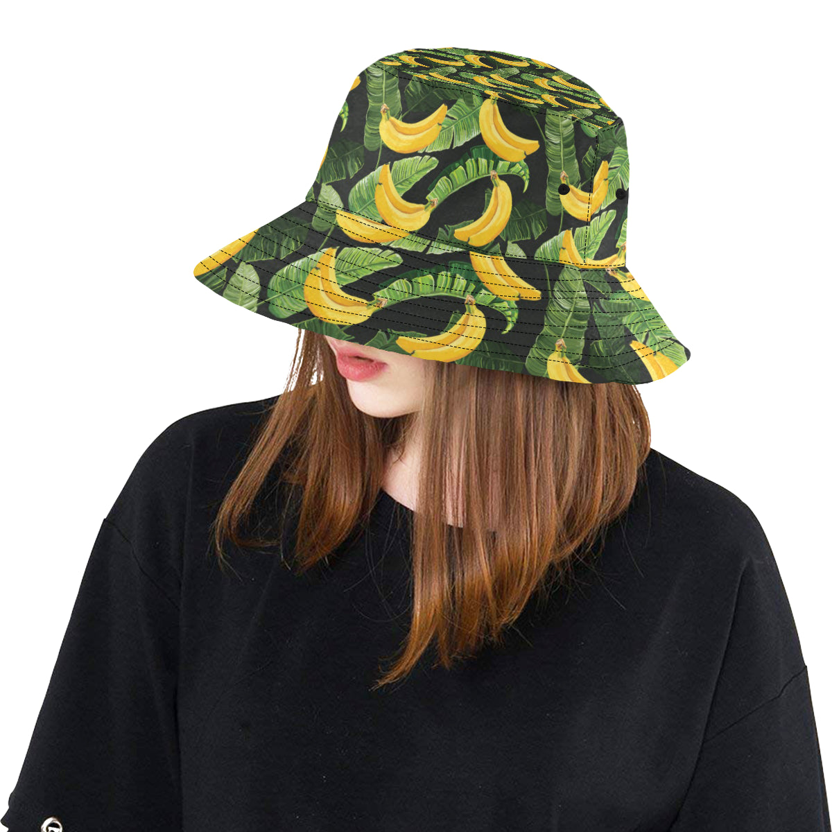 Banana Pattern Print Design BA01 Unisex Bucket Hat