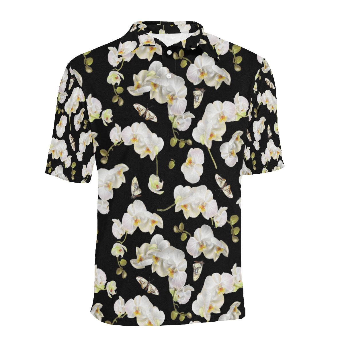 Orchid White Pattern Print Design OR011 Men Polo Shirt