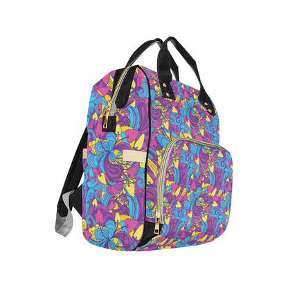 Psychedelic Mushroom Pattern Print Design A03 Diaper Bag Backpack