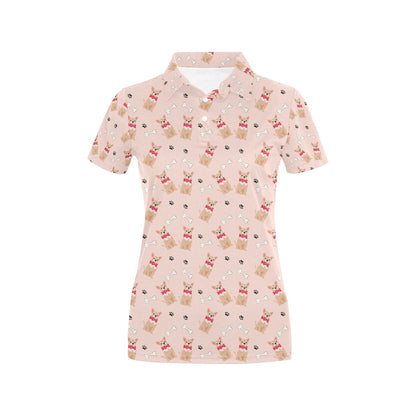Chihuahua Pattern Print Design 04 Women's Polo Shirt