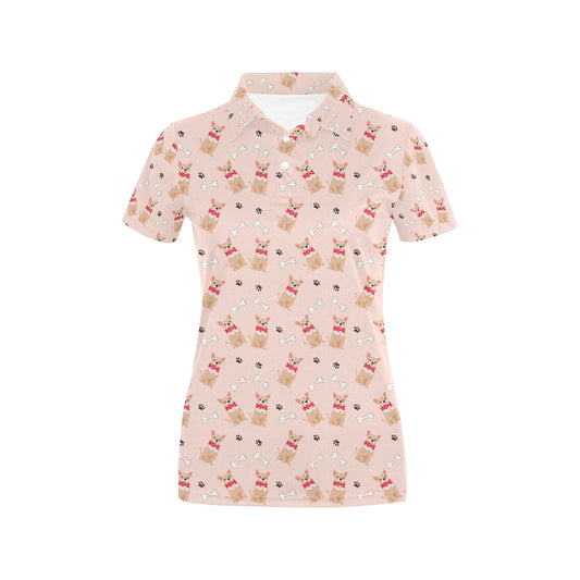Chihuahua Pattern Print Design 04 Women's Polo Shirt