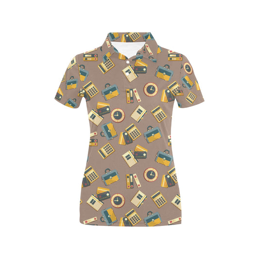 Accounting Financial Pattern Print Design 03 Women's Polo Shirt