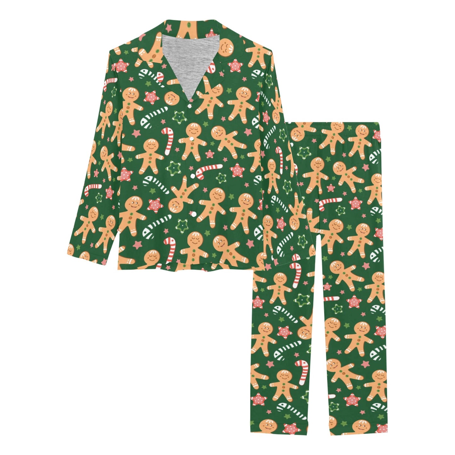 Gingerbread Pattern Print Design 04 Women's Long Pajama Set
