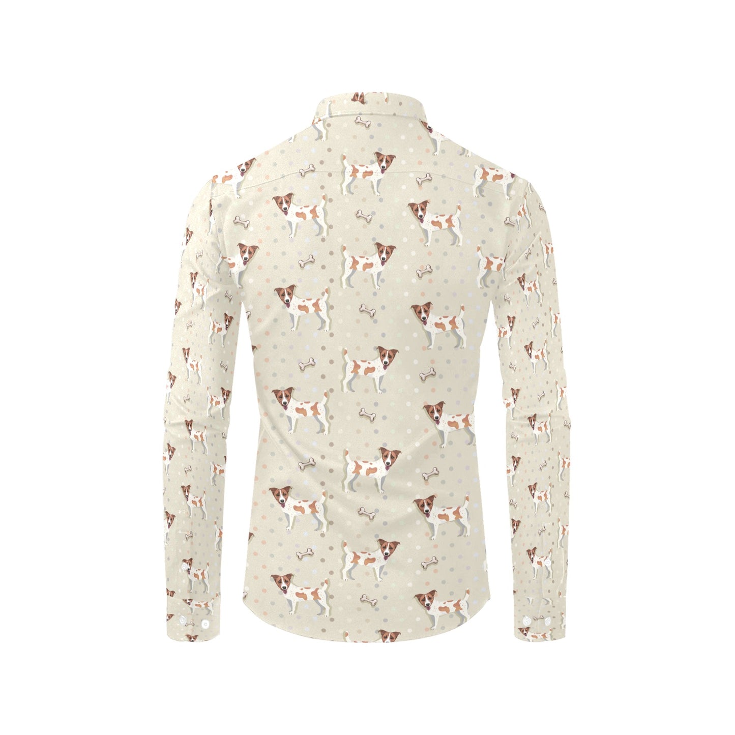 Russell Terriers With Bone Print Design LKS302 Men's Long Sleeve Dress Shirt