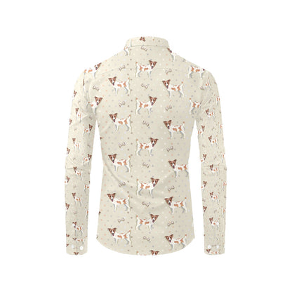 Russell Terriers With Bone Print Design LKS302 Men's Long Sleeve Dress Shirt