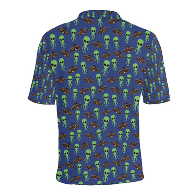 Alien Green UFO Pattern Men Polo Shirt