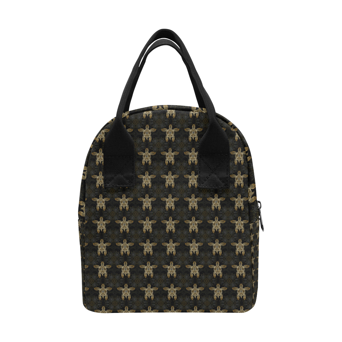 Gold Tribal Turtle Polynesian Design Insulated Lunch Bag