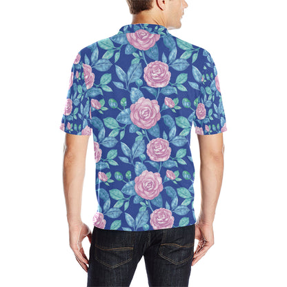 Camellia Pattern Print Design CM05 Men Polo Shirt