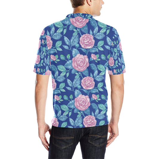 Camellia Pattern Print Design CM05 Men Polo Shirt
