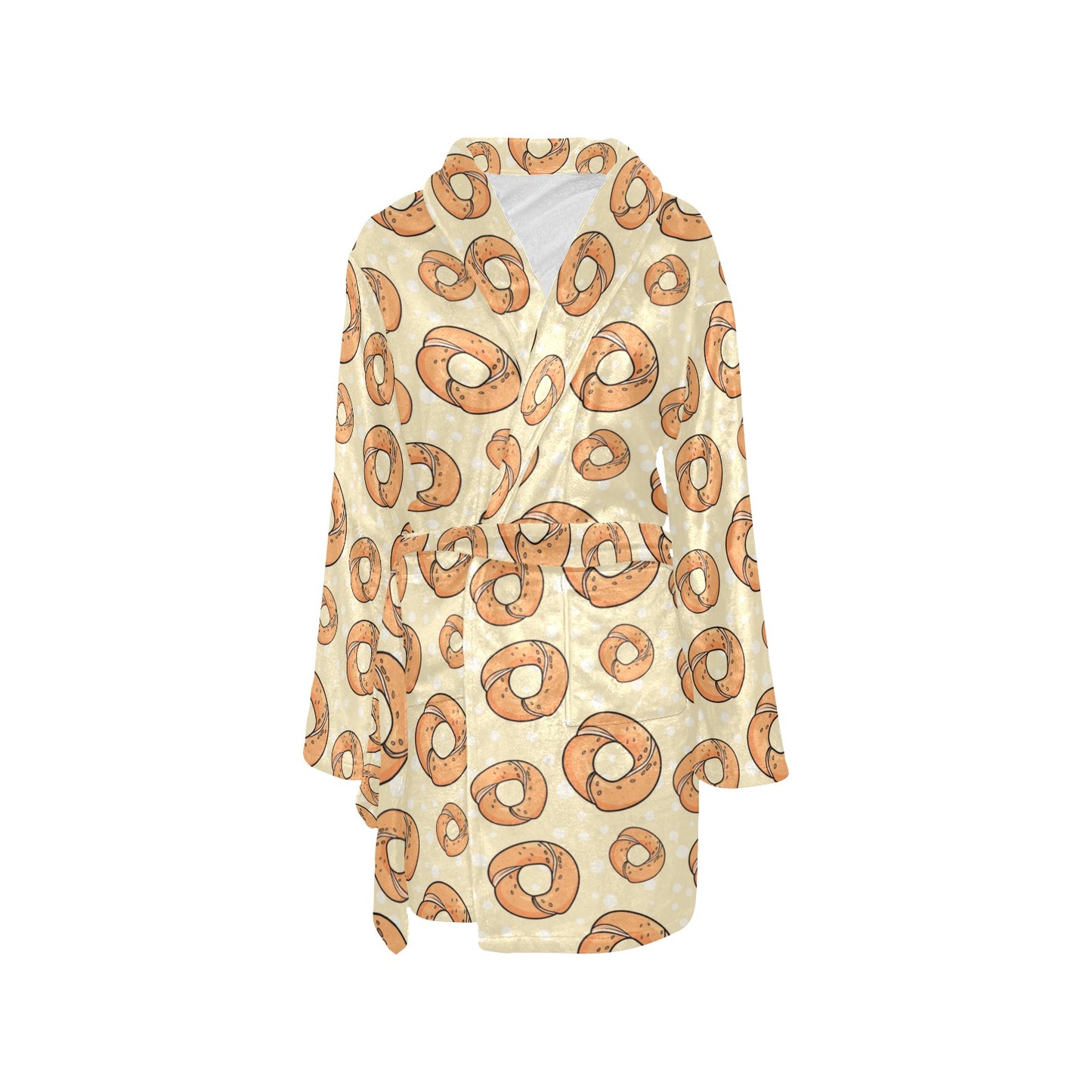 Bagel Pattern Print Design 03 Women's Fleece Robe