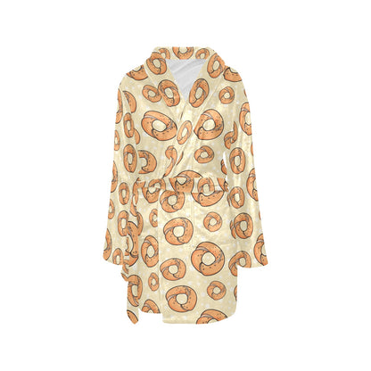 Bagel Pattern Print Design 03 Women's Fleece Robe