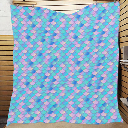 Mermaid Scales Pastel Pattern Print Design 07 Premium Quilt