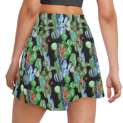 Cactus Watercolor Style Print 17" Golf & Pickleball Skort with Pockets