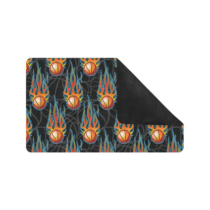 Basketball Fire Print Pattern Rubber Doormat