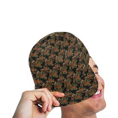 Horse Embroidery with Flower Design Snapback Cap