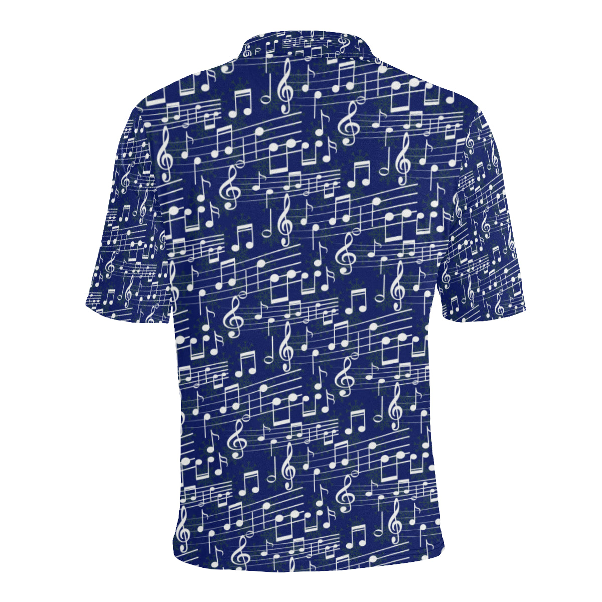 Music Note Blue Themed Print Men Polo Shirt