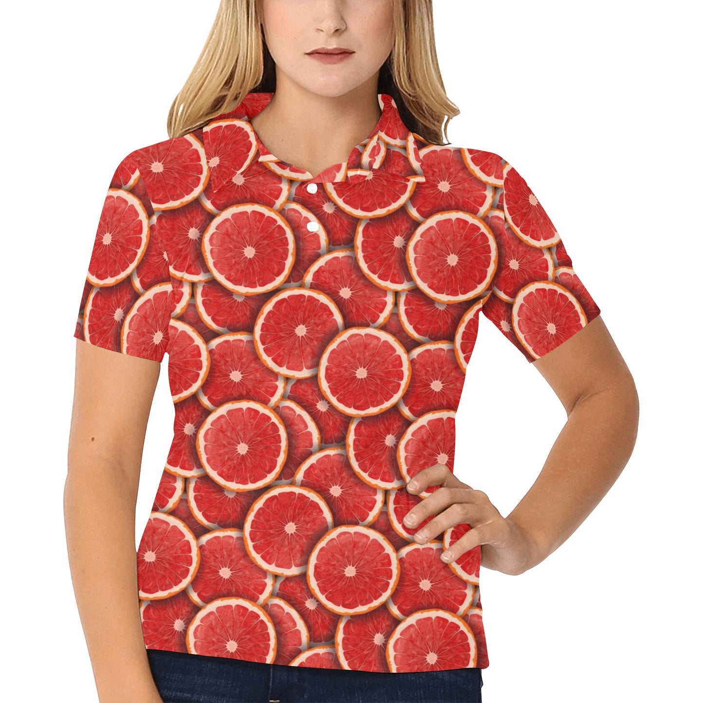 Grapefruit Pattern Print Design GF05 Women's Polo Shirt