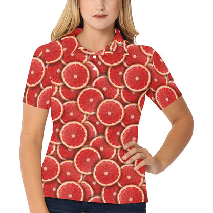 Grapefruit Pattern Print Design GF05 Women's Polo Shirt