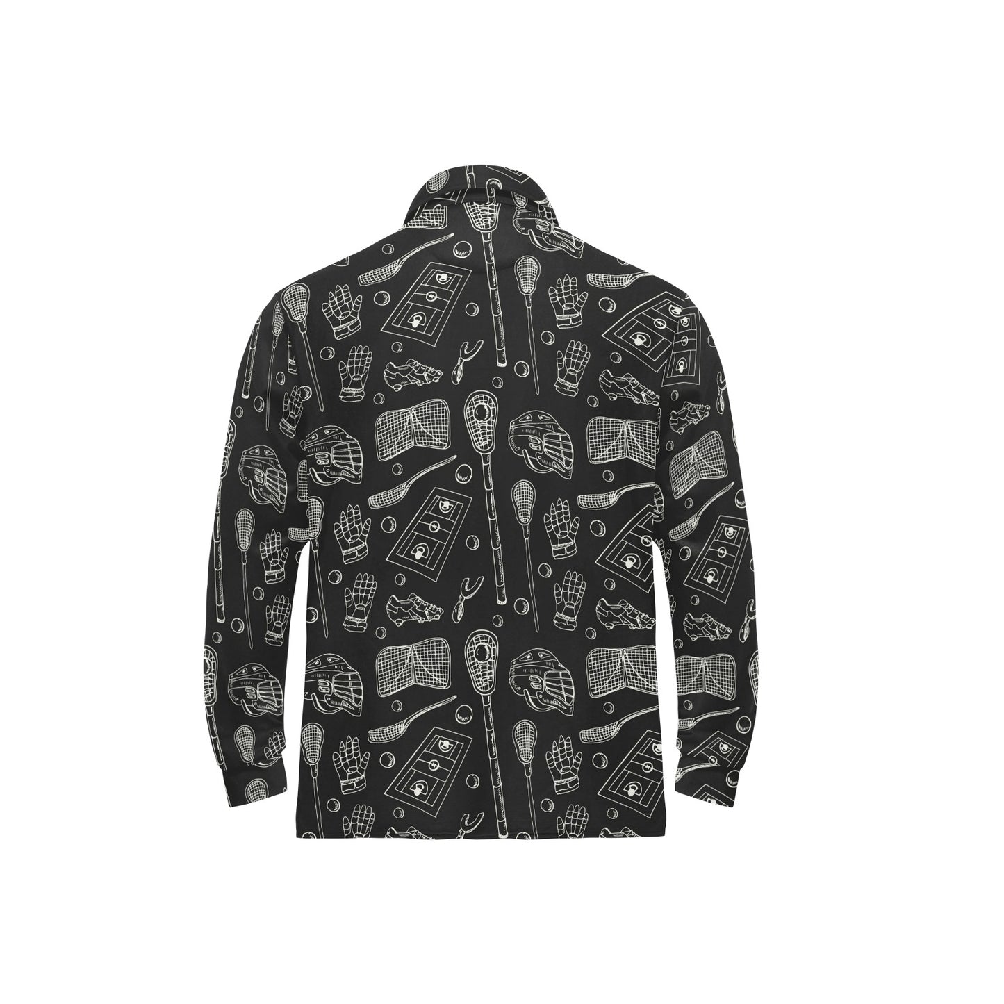 Lacrosse Pattern Print Design 01 Long Sleeve Polo Shirt For Men's