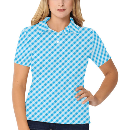 Gingham Print Design LKS401 Women's Polo Shirt