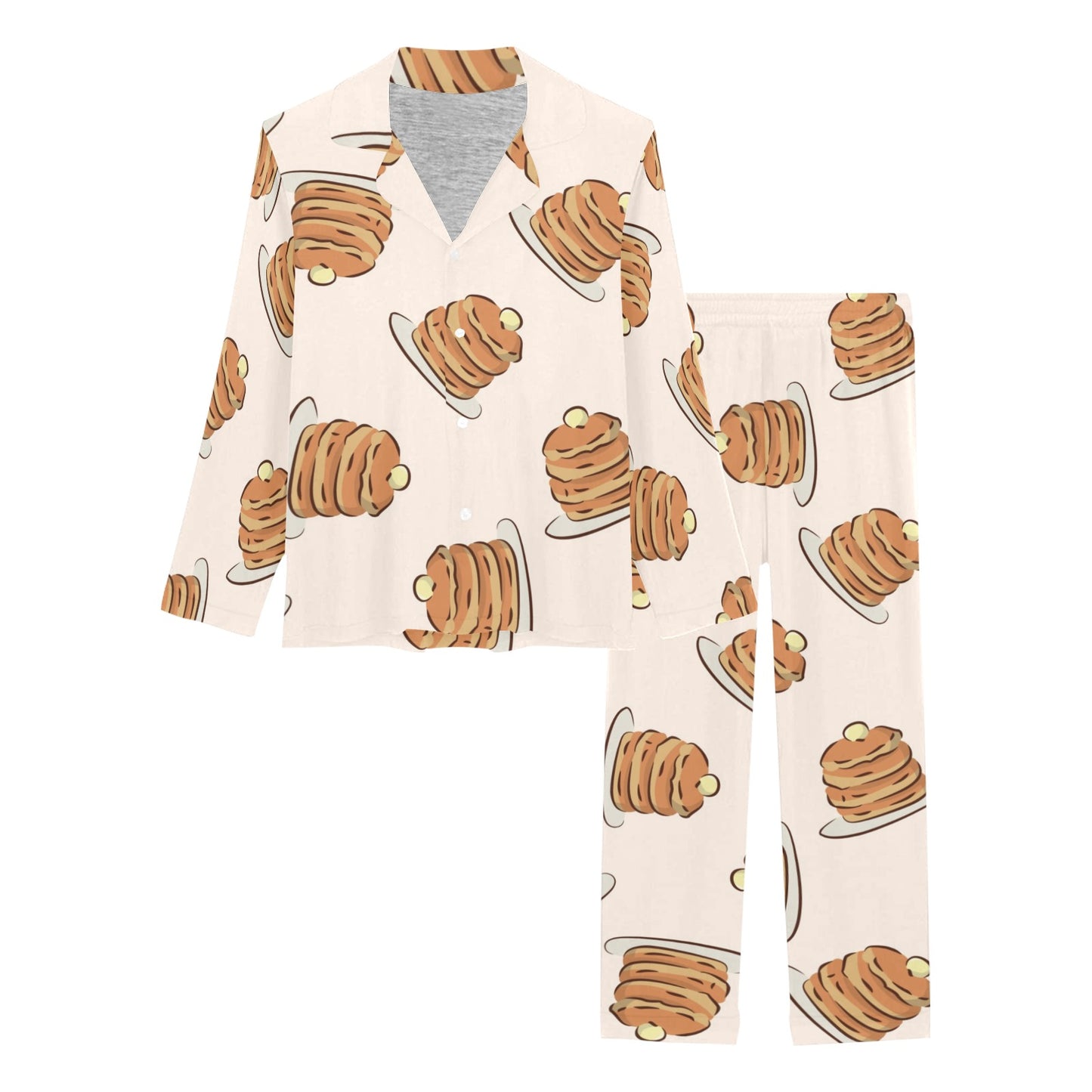 Pancake Pattern Print Design A01 Women's Long Pajama Set