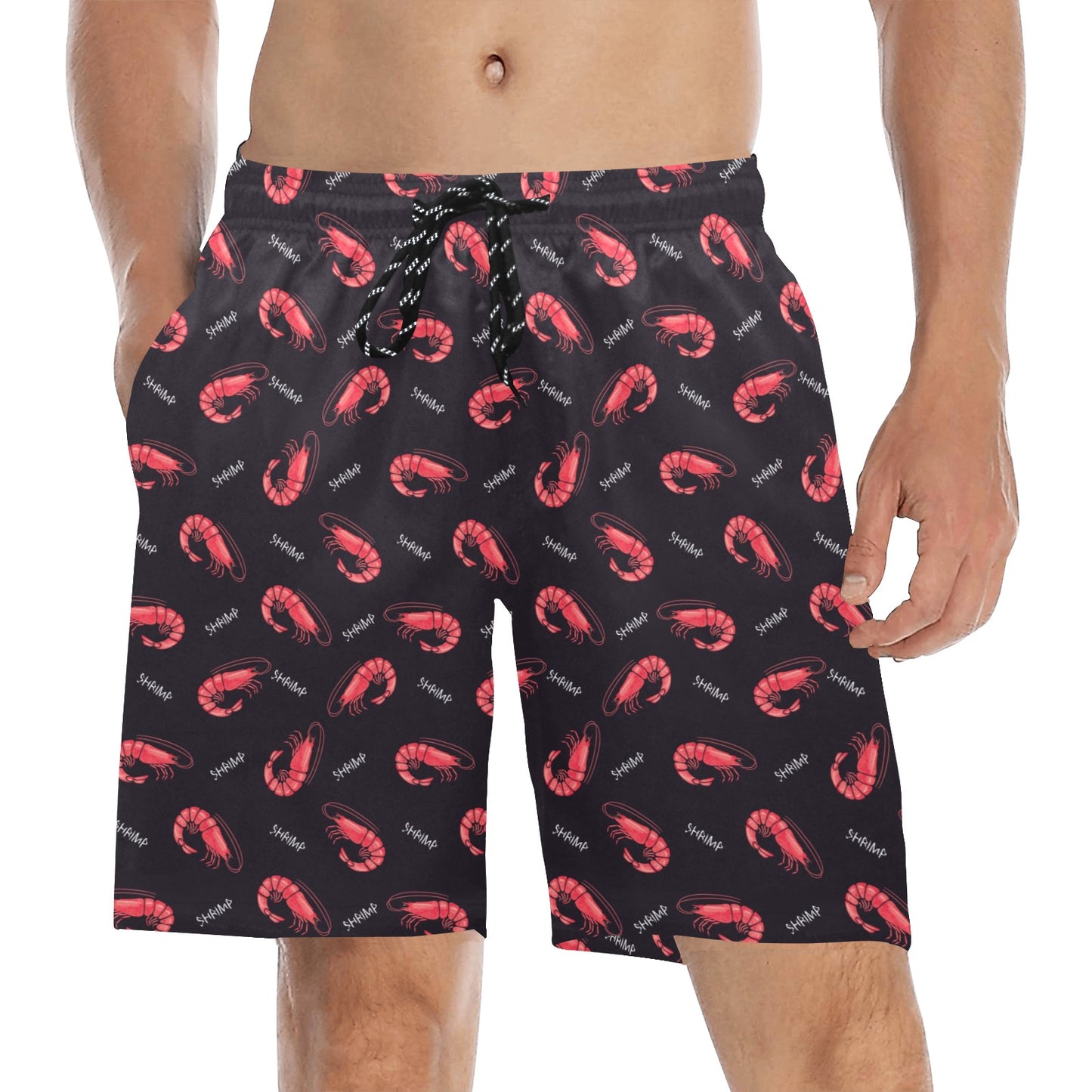 Shrimp Print Design LKS302 Men's Swim Trunks Beach Shorts