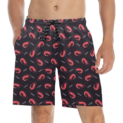 Shrimp Print Design LKS302 Men's Swim Trunks Beach Shorts