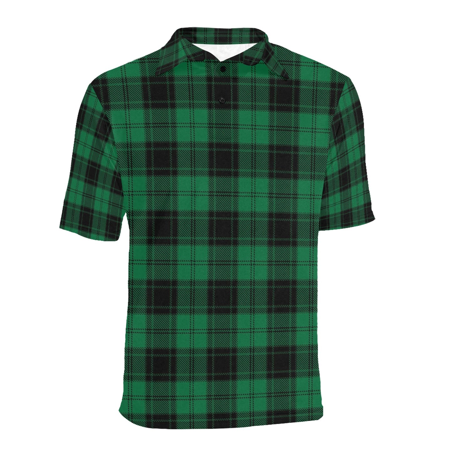 Tartan Green Print Design LKS302 Men Polo Shirt
