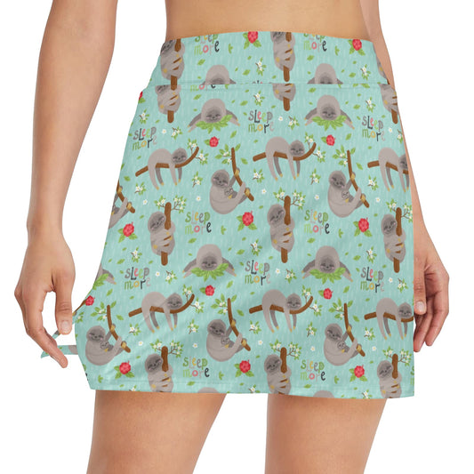 Sloth Print Design LKS305 17" Golf & Pickleball Skort with Pockets