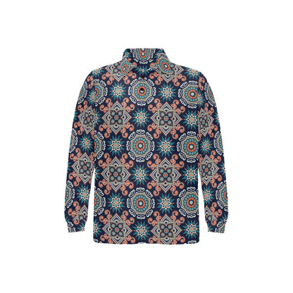 Bohemian Pattern Print Design 02 Long Sleeve Polo Shirt For Men's